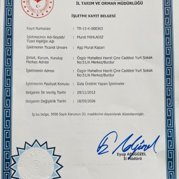 Tarım Bakanlığı İşletme Kayıt Belgesi