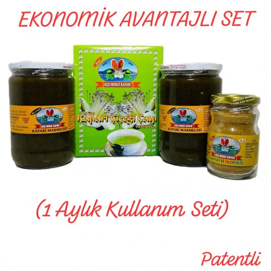 Kapari Marmeladı-Kapari Paket Çay-Kaparili Propolis (1 Aylık Set) 2,330 GR. Kapari Marmeladı-Kapari Paket Çay-Kaparili Propolis (1 Aylık Set) 2,330 GR.