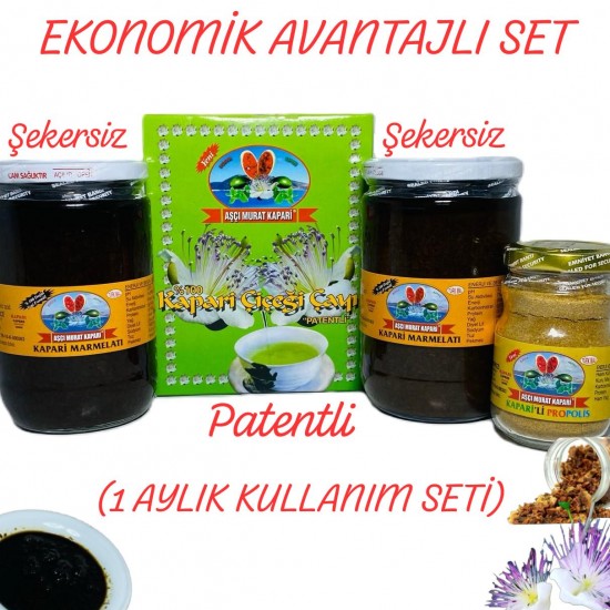 Şekersiz Kapari Marmeladı-Kapari Paket Çay-Kaparili Propolis (1 Aylık Set) 2,330 GR. Şekersiz Kapari Marmeladı-Kapari Paket Çay-Kaparili Propolis (1 Aylık Set) 2,330 GR.