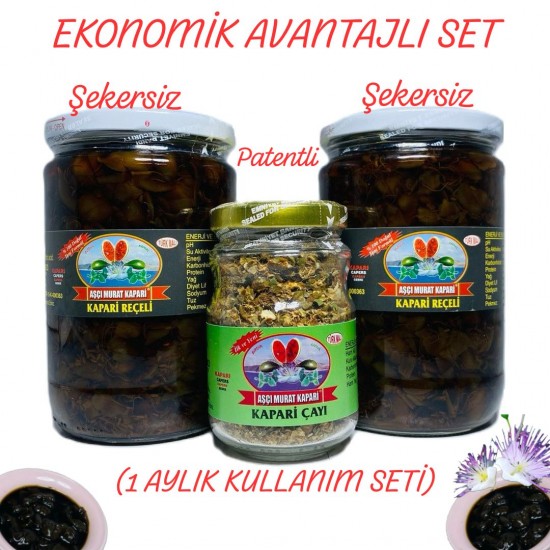 ŞEKERSİZ KAPARİ REÇELİ-KAPARİ DÖKME ÇAYI (1 Aylık Set) 2,170 GR. ŞEKERSİZ KAPARİ REÇELİ-KAPARİ DÖKME ÇAYI (1 Aylık Set) 2,170 GR.