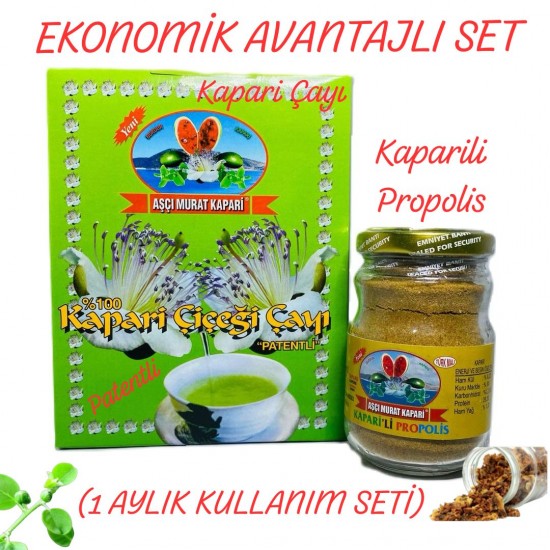 KAPARİ PAKET ÇAY(30 Adet Demleme Poşet)-KAPARİLİ PROPOLİS 200 GR. (1 Aylık Set) KAPARİ PAKET ÇAY(30 Adet Demleme Poşet)-KAPARİLİ PROPOLİS 200 GR. (1 Aylık Set)